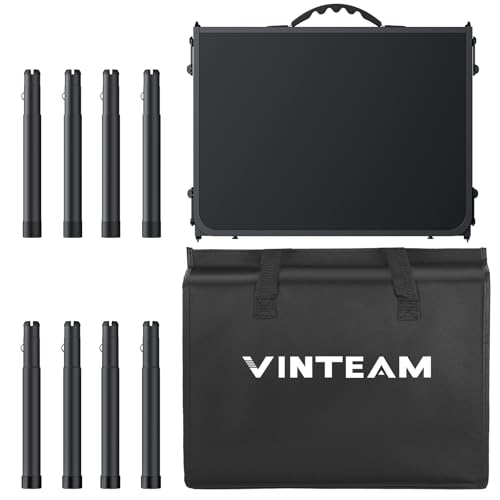 VINTEAM Tri-Folding Camping Table with 3 Adjustable Heights, Lightweight Portable Outdoor Picnic BBQ Table, Black Aluminum Folding Grill Table for Camping, RV, Beach, Fishing & Backyard - style: 3-Fold MDF Tabletop