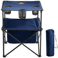 Portable Outdoor Folding Camping Table with 4 Cup Holders & Cooler Compartment, Waterproof Picnic Table for Picnic, BBQ, Beach, Hiking (Dark Blue, 1 PCS) - color: Dark Blue