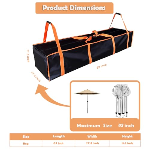 Large Tent Storage Bag 63X17.5X11.5in with Handles - 10*10ft.10*20ft , Pop Up Canopy Frame Replacement Parts,Workable for Party Tent Bag ,Heavy-Duty Water Resistant Oxford Fabric (orange, 63 inch) - size: 63X17.5X11.5inch