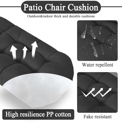 Adirondack Chair Cushion, Thick Indoor/Outdoor Rocking Chair Cushion with High Elasticity PP Cotton, Fade-Resistant, 44'x19'x4 - color: Black