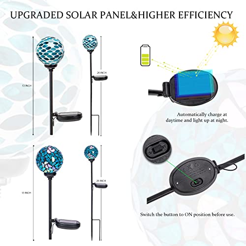 VCUTEKA Solar Lights Outdoor Decorative, Mosaic Solar Garden Light Waterpoof LED Pathway Stake Light for Landscape Lawn Patio Yard Decoration, 2 Pack - color: Green