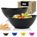 Wrova Big Wheat Straw Bowls,Large Salad Bowls Set of 2,Dishwasher and Microware Safe Plastic Bowls Reusable,Eating bowls for Cereal,Salad,Fruit,Snack. Black - color: Black, size: 2 Pack