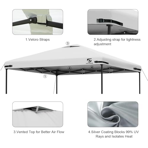 10x10 Pop Up Canopy Replacement Top Cover with Air Vent for Straight Leg Canopy Tent, Waterproof for Outdoor Garden Patio Camping Sun Shade (Grayish White) - color: Grayish White