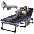 ABORON 4-in-1 Lounge Chair, Padded Cushion, Heavy-Duty 440LB 3-Fold Adjustable Recliner Chaise Chair, No Assembly for Patio, Poolside, Camping, Tanning (1, Quartz Adriatic) - color: Quartz Adriatic