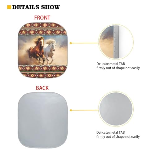 Ethnic Horse Sunshade for Car Windshield Foldable 2 Pieces Set Car Front Window Sunshade Summer Outdoor Sun UV Rays Blocker Sun Visor Shield Auto Protective Accessiors - color: Ethnic Horse