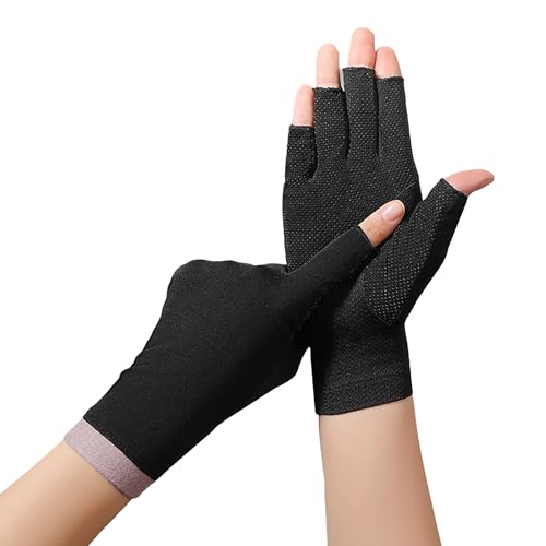 Lightweight Summer Fingerless Gloves Men Women UV Sun Protection Driving Cotton Gloves Nonslip Touchscreen Mittens - color: 2pairs-gray+solid Black