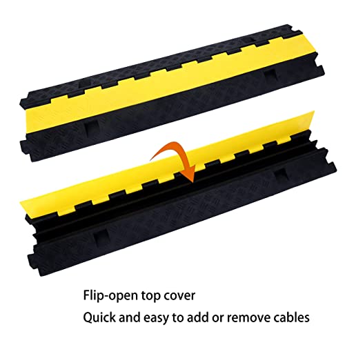 Cable Ramp Cable Protector Ramps Wire Hose Protective 2 Channel Traffic Rubber Plastic Cord Cover Speed Bump for Asphalt Concrete Gravel Driveway Outdoor, 3 Pack - color: 2 channel-3 pack