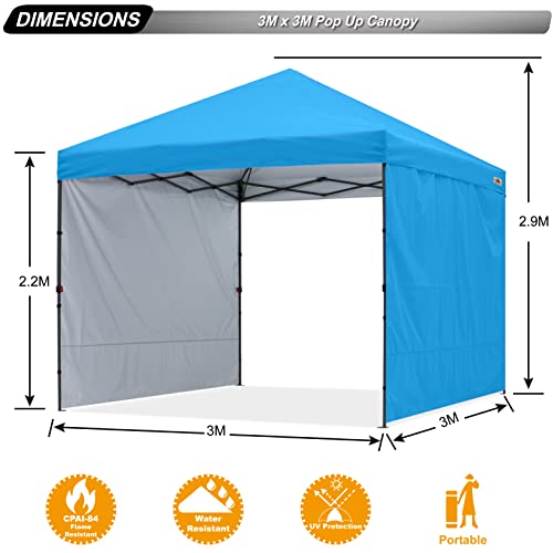 ABCCANOPY Easy Pop up Canopy Tent with 2 Sidewalls for Outdoor Sun Blocking or Rain Protection,10x10, Sky Blue - color: Sky Blue, size: 10x10