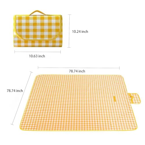 Super large Portable Thin Waterproof Beach Blanket, Suitable for Outdoor Camping use, 78x78 inch Foldable Outdoor mat, Suitable for Camping, Parks, Families, Adults, Children, and Pets (Yellow XXL) - color: Yellow
