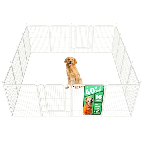 FXW Rollick Unleashed Dog Playpen for Indoor, Yard, RV Camping, 40 inch 16 Panels for Medium and Large Dogs, White│Patented - color: White, size: 40"H