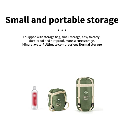 Naturehike Lightweight Compact Sleeping Bag, 59℉/32℉ Envelope Ultralight Backpacking Sleeping Bag Portable, Waterproof with Compression Sack for Cold&Warm, Camping, Traveling, Hiking - color: Pine green