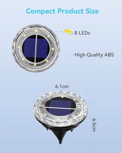 12 Pack Mini Solar Powered Ground Lights, Bright LED Solar Lights Outdoor Waterproof for Landscape Decoration, Pathway Lighting for Garden Walkway Driveway（Cool White） - color: Cool White-12pcs