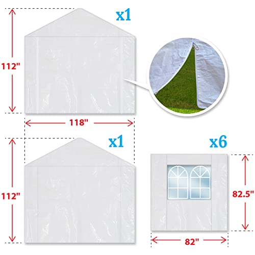 BenefitUSA Replacement Carport Side Wall for 10x20 ft Tent Garage, White Carport Sidewall (Side Wall ONLY, Frame is NOT Included)