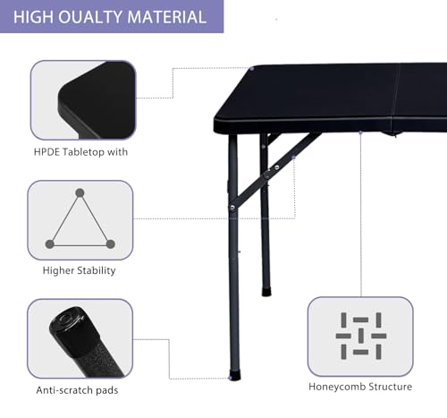Lakhow 34" Square Folding Table, Plastic Commercial Folding Card Table with Collapsible Legs for Kitchen or Outdoor Party Wedding Event Indoor Outdoor Use, Black - color: 34 Inches Black