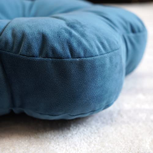 ARTMAGIC Flower Shaped Velvet Decorative Throw Pillow Cushion Ultra Soft Cute Floor Pillow for Couch Bed Sofa (Peacock Blue) - color: Peacock Blue