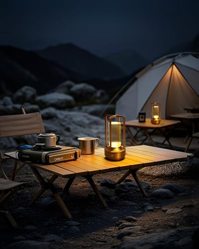 Set of 2 Cordless Table Lamps, LED Rechargeable Battery Operated Desk Lamps with 3 Color Stepless Dimmable, Small Light Portable for Outdoor Patio Bar Restaurants Bedroom Bedside (Gold) - color: Gold-2