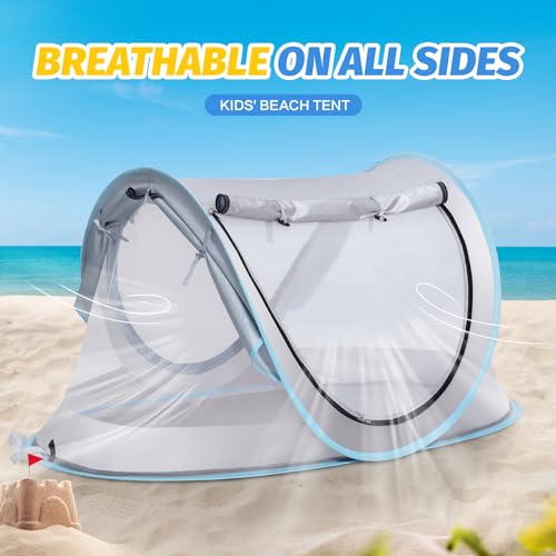 Baby Beach Tent, Pop Up Toddler Travel Bed for Boys or Girls, Sun Shade for Toddler Camping, Infant Portable Sun Shade, Summer Beach Baby - style: Gray Baby Tent