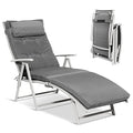 Giantex Chaise Lounge Chair for Outside, Pool Folding Reclining Beach Chair W/Removable Cushion&Headrest Pillow, Outdoor Lounge Chaise w/ 7 Backrest Positions, Portable Patio Lounger (1, Grey) - color: Grey