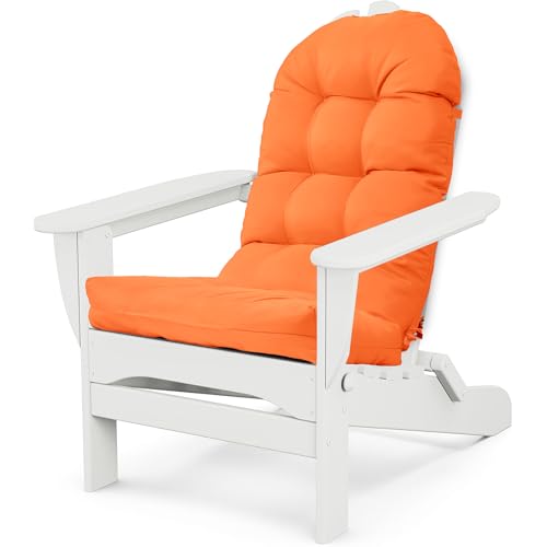 Adirondack Chair Cushion, Waterproof Outdoor Seat Cushions for Patio Furniture, Thick High Back Replacement Pad for Porch Lawn Wicker Dining Desk Chair, Rocking Chair Cushion, Teal - color: Orange