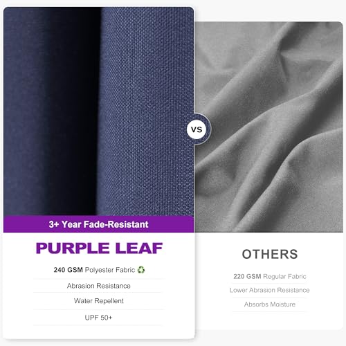 PURPLE LEAF 10 Feet Patio Umbrella Outdoor Cantilever Solar Powered LED Swivel Square Umbrella Aluminum Offset Umbrella with 360-degree Rotation for Garden Deck Pool Patio, Navy Blue - color: Navy Blue, size: 10' X 10', style: Left-right Tilt（LED）