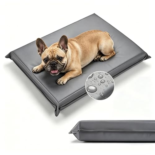 Veehoo Outdoor Waterproof Dog Bed, Water-Resistant Orthopedic Dog Bed for Small Medium Dogs 30 Inch Pet Bed Crate Pad Mattress, Gray