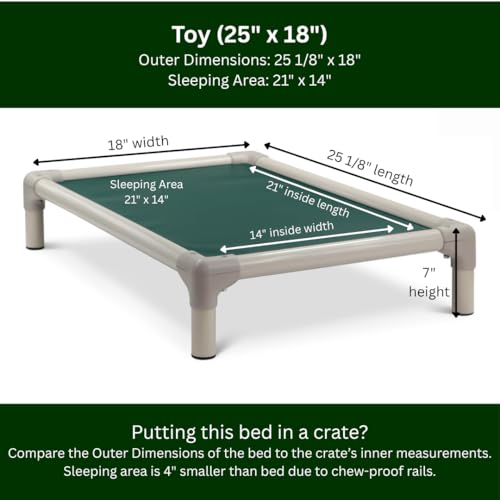 Kuranda Chewproof Bed - Almond PVC - 25" x 18" - Cordura Nylon - Forest Green - color: Forest, size: 25" x 18" - Almond PVC