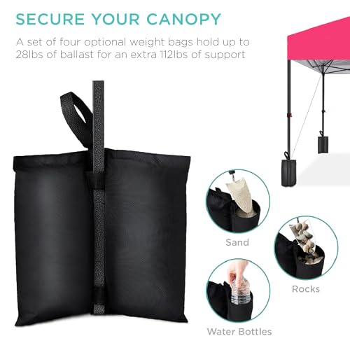 Best Choice Products 10x10ft Pop Up Canopy Tent, Outdoor Shade, 1 Person 1 Minute Set Up, Carry Case, 4 Weight Bags - Hot Pink - color: Hot Pink, size: 10x10ft