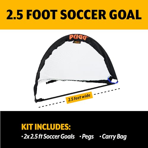 PUGG Pop Up Soccer Goal, Portable Training Football Knitted Poly Net Equipment, The Original Pickup Game Goal, Includes Two Goals & Bag - size: 2.5 Foot