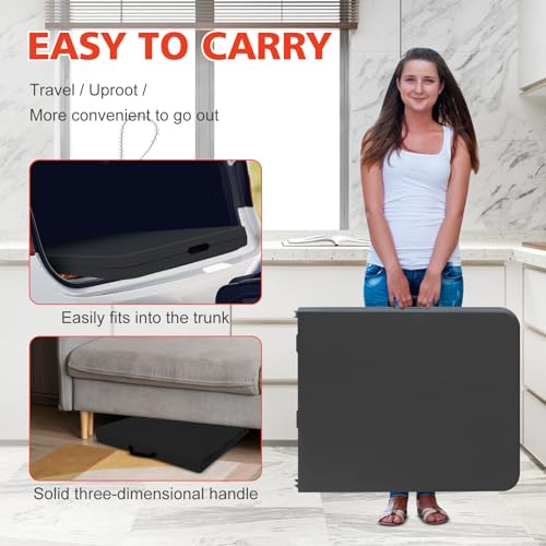 Portable 6Ft Folding Table, Heavy Duty Plastic Fold-in-Half Utility Foldable Dining Table, Multi-Purpose Plastic Folding Table with Carrying Handle for Camping and Party Indoor/Outdoor (Black) - color: Black, size: 6Ft