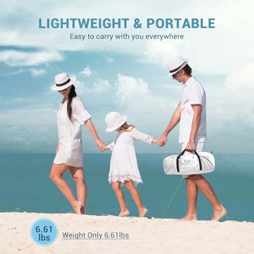 Elegear CumbreX™ Beach Tent Sun Shelter with Canopy, 6-8 Person Beach Tent, Easy Setup UPF 50+ UV Protection Portable Lightweight Double Silver Coating Cabana Sun Shade Shelter - Silver - color: Silver, size: 6-8 Person