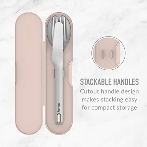 Bentgo Stainless Travel Utensil Set - Reusable 3-Piece Silverware Set with Carrying Case, High-Grade Premium Steel, BPA-Free Case, Eco-Friendly - Ideal for Travel, Camping, and Office Use (Rose) - color: Rose