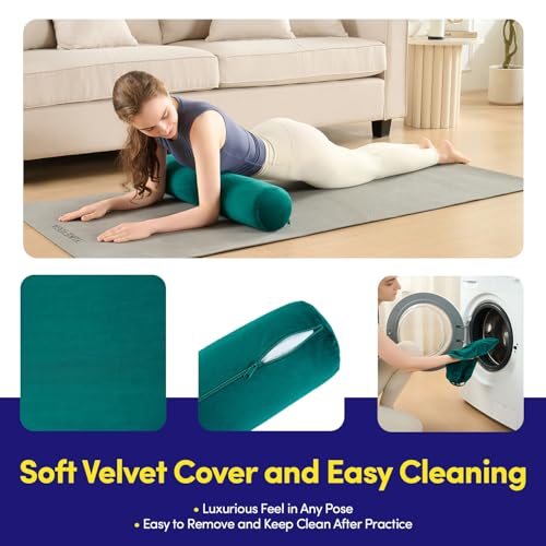 Meditation Cushion Bolster Pillow for Restorative Yoga – Supportive Cushion for Meditation, Pilates, and Relaxation – Filled with Buckwheat Hulls - Removable Cover - color: Teal, size: Bolster (Filled With Eps Beans)
