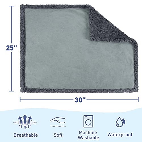 Kritter Planet Waterproof Dog Blankets for Small Dogs, Puppy Blankets for Litter, Cat Blankets for Indoor Cats Washable, Reversible Fleece Pet Mat for Crates, Car Seats, and Furniture - color: Grey/Charcoal Grey, size: 30"x25"