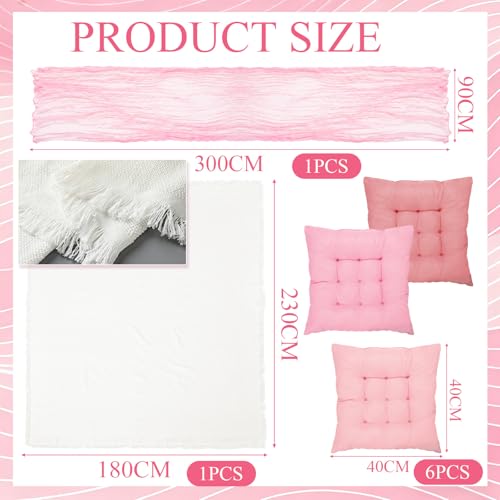 Extra Large Outdoor Picnic Blanket with Table Runner and Floor Pillow Cushion for Picnic Wedding Birthday Baby Shower Backyard (91 x 71'',Pink,6-Person) - color: Pink