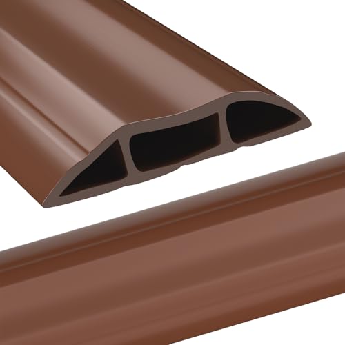 AGPTEK Heavy Duty Floor Cable Cover Cable Protector, 6.5 Ft Floor Cord Protector 3 Channels Floor Cord Cover (Mid Channel 0.93") Contains Cords, Cables and Wires, Good for Office, Home, or Outdoor - color: Brown
