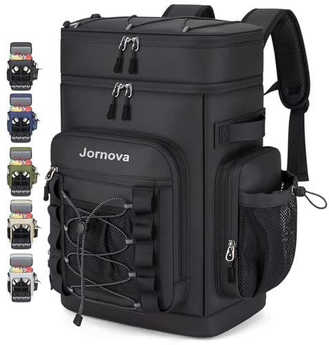 Insulated Cooler Backpack, 40L Leakproof Backpack with Double Compartments for Men & Women, Large Lunch Cooler for Camping, Beach, Travel, Picnic, Up to 48 Cans - color: Black