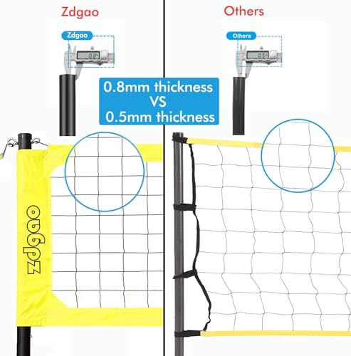 Volleyball Net Outdoor - Portable Volleyball Set for Backyard with Professional Volleyball Net, Wrap Yarn Volleyball and Pump, Boundary Line, Carry Bag - style: Plus-32FT(Yellow)
