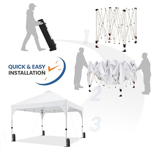Yaheetech 12x12 Pop Up Canopy Tent with Vent, Easy Set Up Tent, Instant Sun Shelter Canopy with Wheeled Bag, 4 Sandbags, 12 Stakes & 4 Ropes, for Parties, Beach, Outdoor, White - color: White, size: 12×12