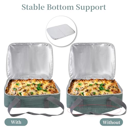 Bodaon Casserole Carriers for Hot or Cold Food, Fits 11"x15"Baking Dish, Portable Warmer for Travel,Insulated Casserole Carrier,Keep Warm Food Containers,Keeps Food Hot for Hours, Pioneer Woman, Green - color: Green Pro