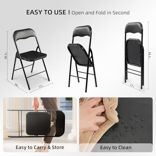 Elevon Folding Table Set with 4 Black Folding Chairs,4 Feet Heavy Duty Fold-in-Half Utility Table Sets for Picnic, Event, Training, Outdoor Activities, at Home and Commercial Use - size: 4 feet, style: With 4 Black Chair