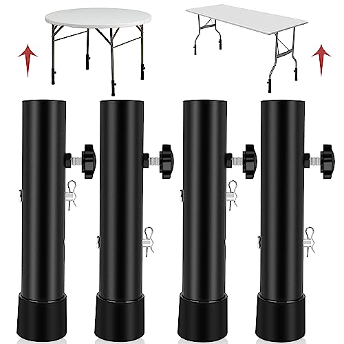 (4-PACK) Folding Table Leg Extenders, Highly Durable Steel Folding Table Leg Risers, Folding Desk Leg Extensions For Straight And Bent Legs, Adjustable Table Height Extenders For Rise 3.6in/5.2in - size: 2 LEVELS ADJUSTABLE HEIGHT
