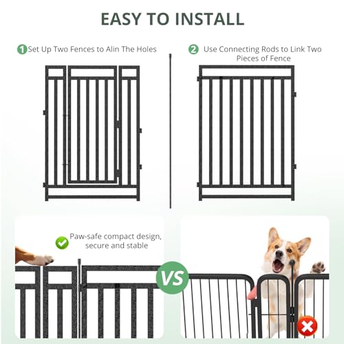 Dog Playpen Metal Dog Fence Outdoor for Yard 32" Height 48 Panels Portable Dog Pen Pet Kennel for RV Camping(Black-Silver) - size: 32" Height, style: 48 Panels