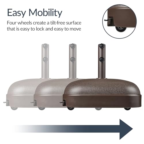 Best Choice Products 123lb Capacity Fillable Mobile Umbrella Base, Heavy Duty Market Stand for Patio, Deck, Poolside, Easy to move w/ 4 wheels - Dome Square Brown - color: Brown - Dome