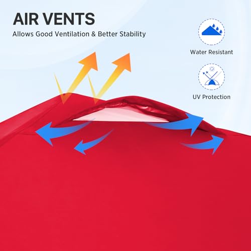 EAGLE PEAK Pop Up Canopy Tent with Wheeled Carry Bag, 8 Stakes, 4 Ropes, Easy Set Up Tent Canopy, 8x8 ft, Red - color: Red, size: 8x8