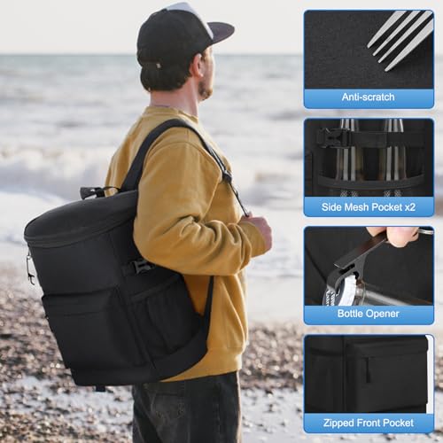 Tenot Cooler Backpack 33/40 Cans Backpack Coolers Insulated Leak Proof Soft Beach Cooler Bag for Men Women Ice Chest Backpack Camping Hiking Picnic Travel Cooler Lunch Backpack - color: Black, size: 33 Cans
