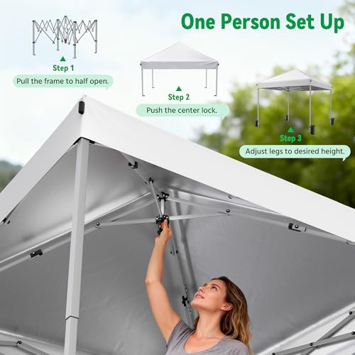 Driftalia 10x10 Pop Up Canopy Tent, Instant Setup Portable Canopy with Carry Bag, 4 Sandbags and 8 Stakes for Outdoor Events, Parties & Camping - White - color: White, size: 10x10ft