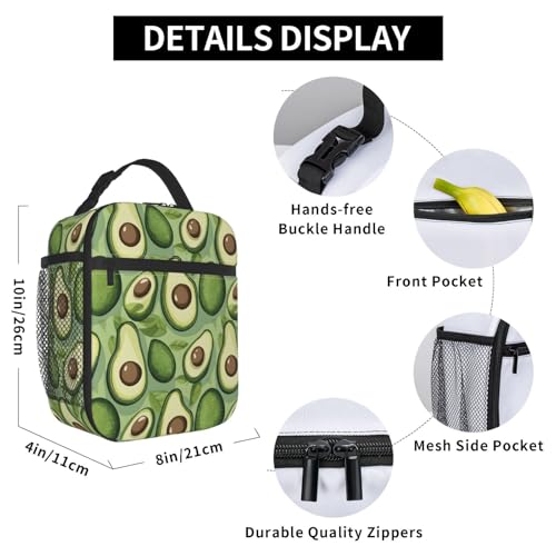 Avocado Lunch Box Insulated Lunch Bag for kids Girls Boys Women,Reusable Lunch Box Containers for Women Men,Durable Cooler Tote Bag Lunchbox for Office/School/Picnic - color: Avocado02