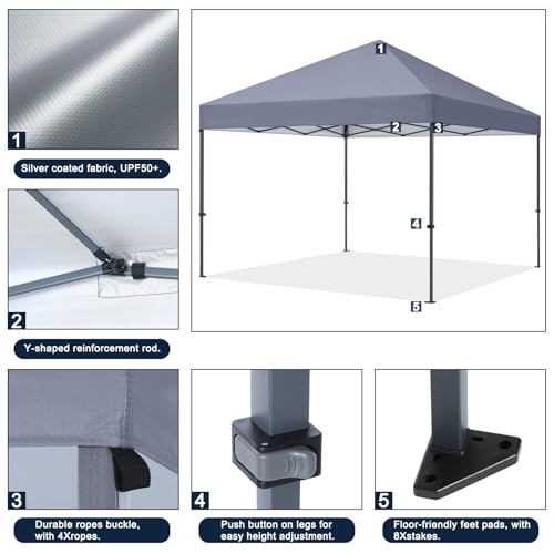 COOSHADE Durable Easy Pop Up Canopy Tent 12x12Ft(Gray) - color: Light Gray, size: 12x12Ft