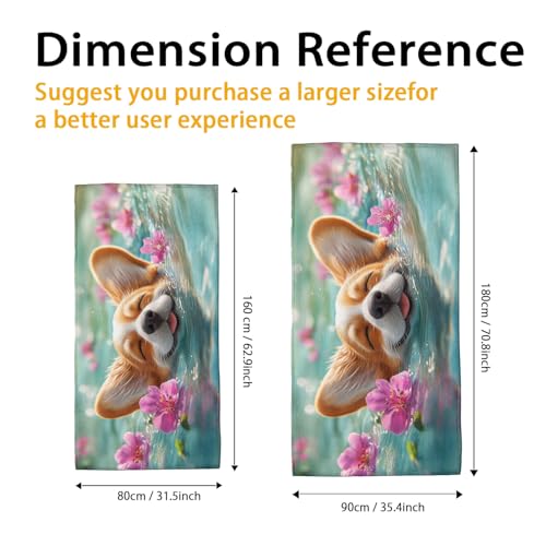 Cute Corgi Mermaid Beach Towel Coral Cute Dog Swimming Towel, Quick Dry Soft Absorbent Sand Free Oversized Lightweight Lounge Blanket, Vacation Picnic Pool Gym Outdoor Essentials 62x31 Inch - size: 31x62 Inch