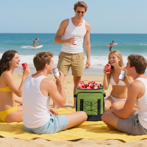 MIYCOO Cooler Backpack - 40 Cans Insulated Backpack Cooler for Men & Women, Portable 2 Leak Proof Compartments Coolers Bag for Beach Travel Picnic Lunch Hiking BBQ Camping - color: Green